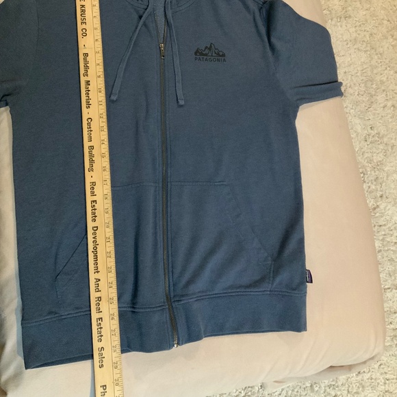 Patagonia Blue L Full Zip Hooded Sweatshirt Adventure Outdoor Alpine - Picture 4 of 7